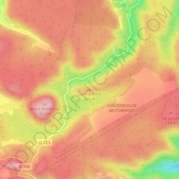 Saint-Cristol topographic map, elevation, terrain