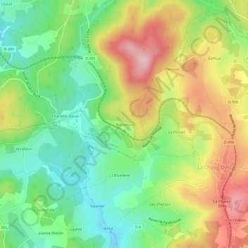 Boissieux topographic map, elevation, terrain