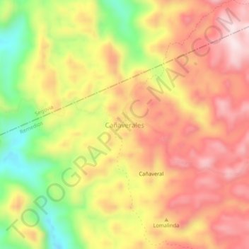 Cañaverales topographic map, elevation, terrain
