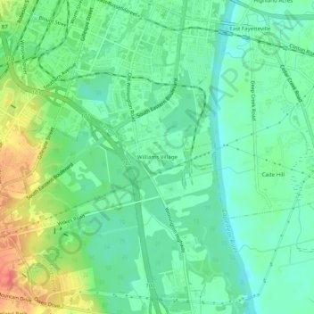 Williams Village topographic map, elevation, terrain
