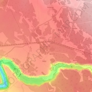 Donji Radići topographic map, elevation, terrain