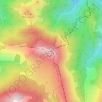 Mont Barral topographic map, elevation, terrain