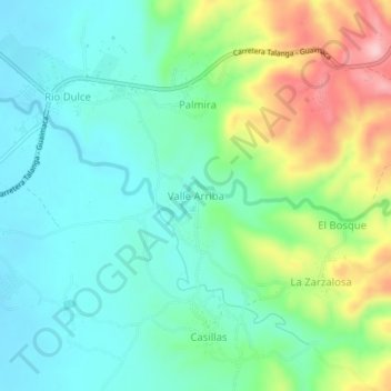 Valle Arriba topographic map, elevation, terrain