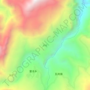 古研 topographic map, elevation, terrain
