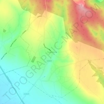 Terebleche topographic map, elevation, terrain