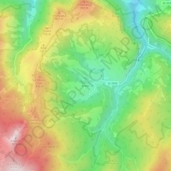Araotz topographic map, elevation, terrain