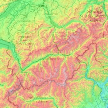 Bezirk Leuk topographic map, elevation, terrain