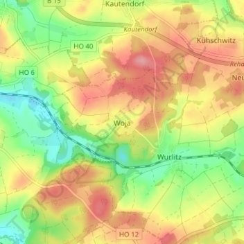 Woja topographic map, elevation, terrain