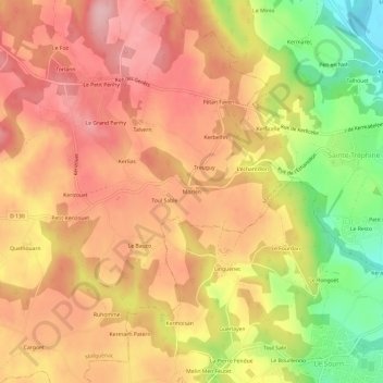 Morlen topographic map, elevation, terrain