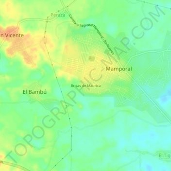 Brisas de Maurica topographic map, elevation, terrain