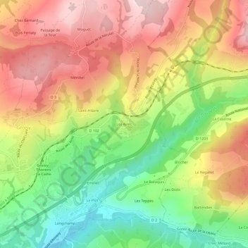 Les Aires topographic map, elevation, terrain