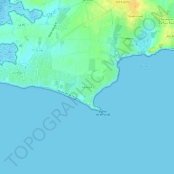 Kervoyal topographic map, elevation, terrain