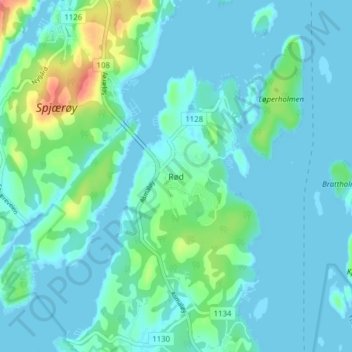 Rød topographic map, elevation, terrain