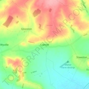 Cranoe topographic map, elevation, terrain