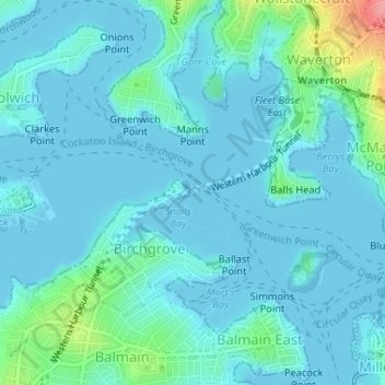 Yurulbin Point topographic map, elevation, terrain