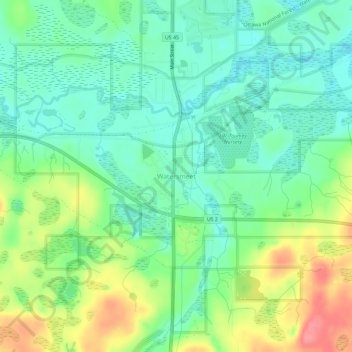 Watersmeet topographic map, elevation, terrain