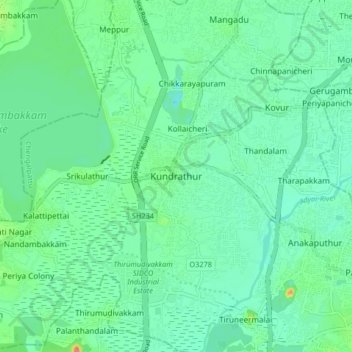 Kundrathur topographic map, elevation, terrain