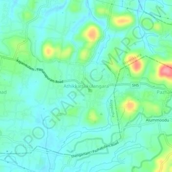 Athikkattukulangara topographic map, elevation, terrain