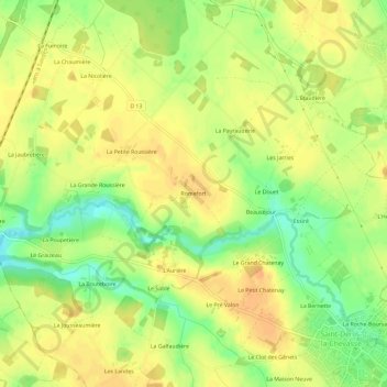 Romefort topographic map, elevation, terrain