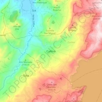 Cuítiva topographic map, elevation, terrain