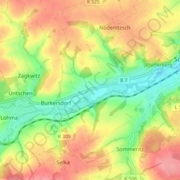 Steinsdorf topographic map, elevation, terrain