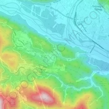 Chiàulis topographic map, elevation, terrain