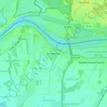 Schwinde topographic map, elevation, terrain