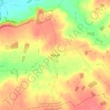 Wysall topographic map, elevation, terrain