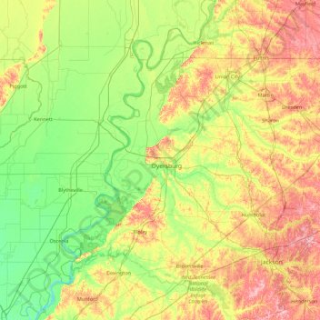 Dyer topographic map, elevation, terrain