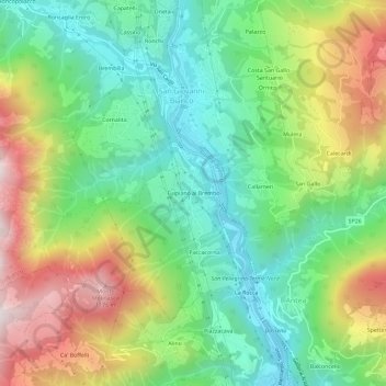 Fuipiano al Brembo topographic map, elevation, terrain