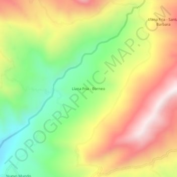 Llana Fria - Borneo topographic map, elevation, terrain