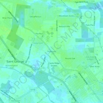Foreman topographic map, elevation, terrain