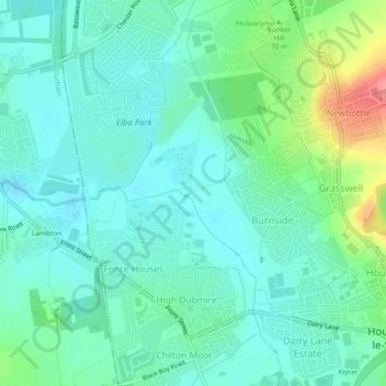 Sedgeletch topographic map, elevation, terrain