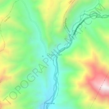 Chaucayan topographic map, elevation, terrain