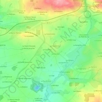 Rhême topographic map, elevation, terrain