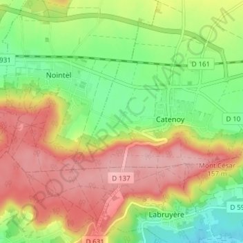 Courcelles topographic map, elevation, terrain