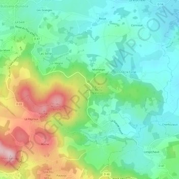 La Size topographic map, elevation, terrain