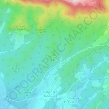 Ostrožno topographic map, elevation, terrain