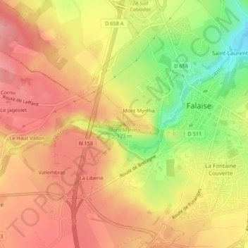 Mont Myrrha topographic map, elevation, terrain