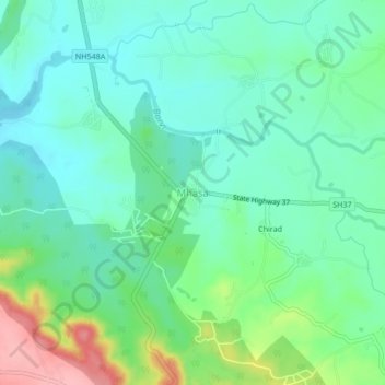 Mhasa topographic map, elevation, terrain