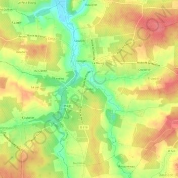 Chollet topographic map, elevation, terrain