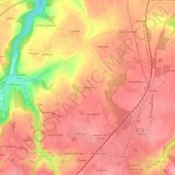 Penvern topographic map, elevation, terrain
