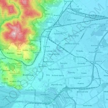 Nové Mesto topographic map, elevation, terrain