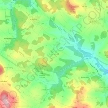 Lahrndorf topographic map, elevation, terrain