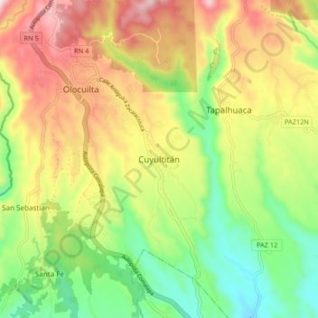 Cuyultitán topographic map, elevation, terrain