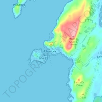 Ellenabeich topographic map, elevation, terrain