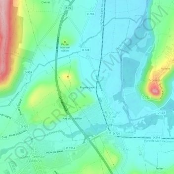 Puy-de-Joux topographic map, elevation, terrain
