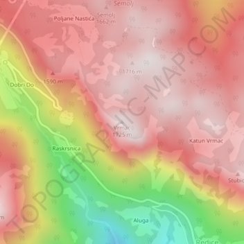 Vrmac topographic map, elevation, terrain