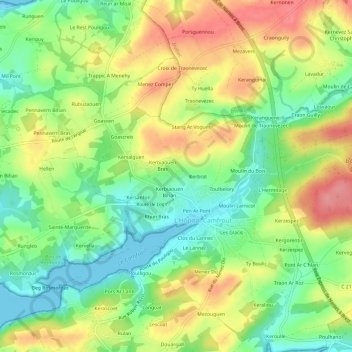 Denez topographic map, elevation, terrain