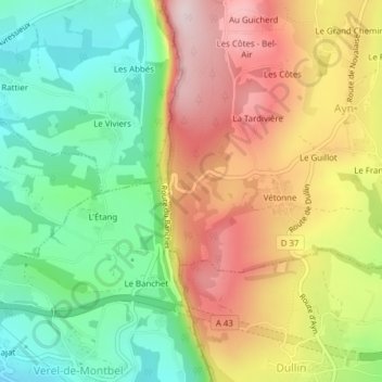 Col du Banchet topographic map, elevation, terrain